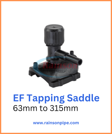 Durable electrofusion tapping saddle from sizes 63mm to 315mm for adding branches to plastic pipes