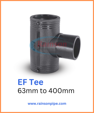 Durable electrofusion tee from sizes 63mm to 400mm for joining hdpe pipes